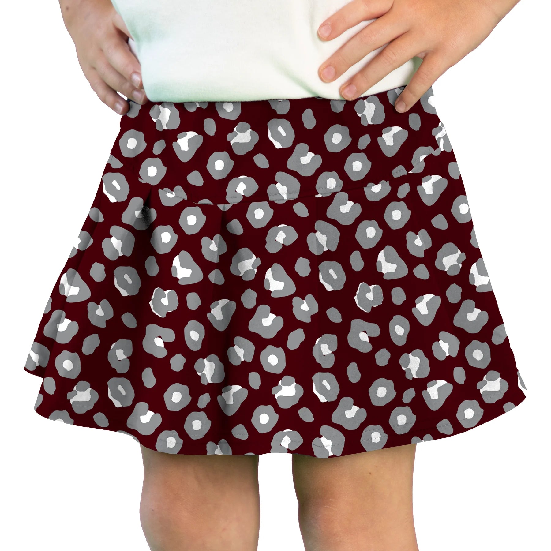 Tennis Skort in Maroon Leopard