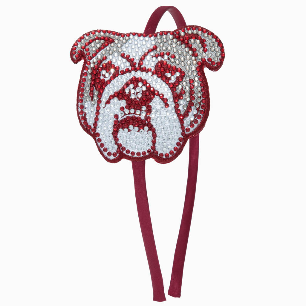 Bulldog in Maroon Rhinestone Patch Headband