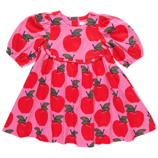 Girls Rowan Dress- Pink Apples