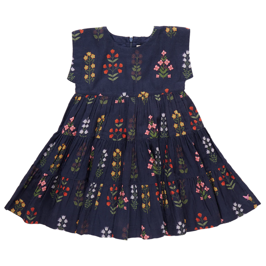 Girls Peachy Dress- Navy Field Floral