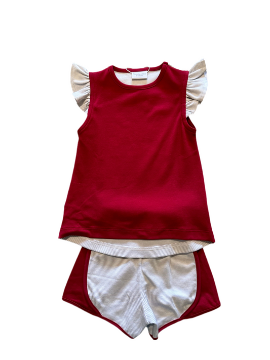 Athletic shorts and top-maroon and grey