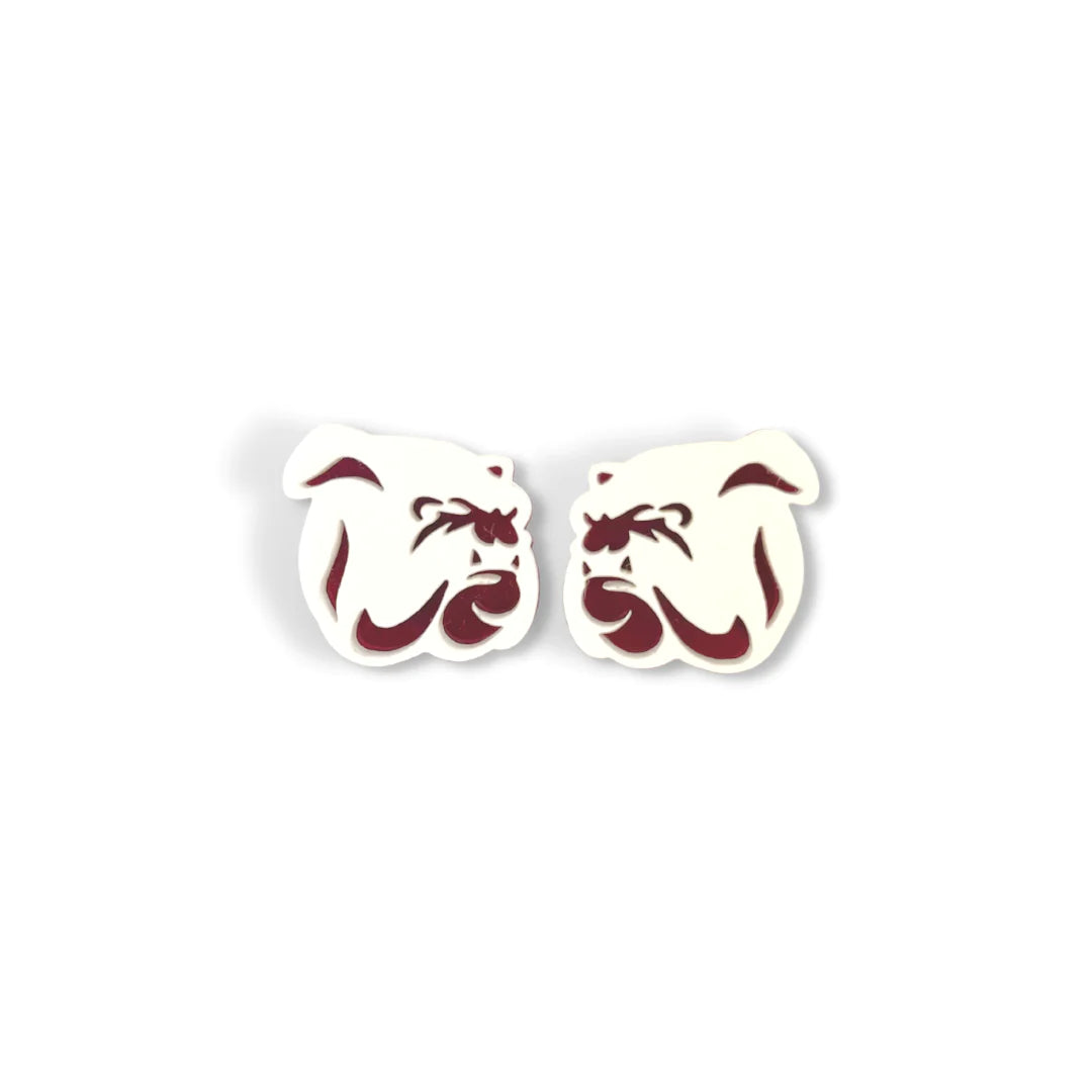 WHITE BULLDOG LOGO STUDS