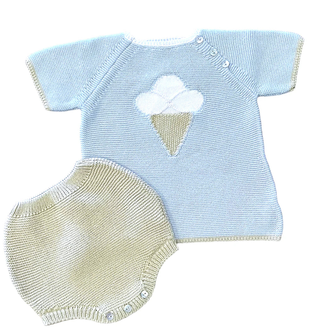 Mi Lucero Ice Cream Diaper Set in Blue