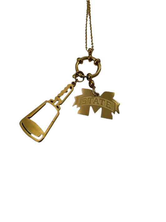 MS State and Cowbell charms necklace