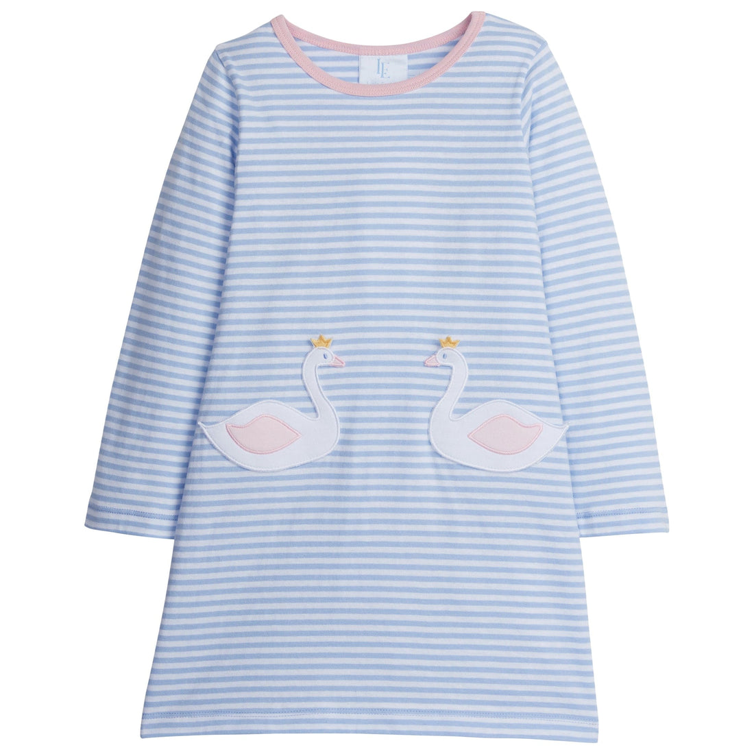 Little English Applique Pocket Dress - Swan