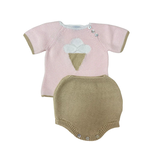 Mi Lucero Ice Cream Diaper Set in Pink