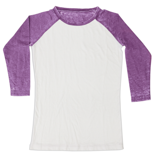 Burnout White/Purple Baseball Shirt