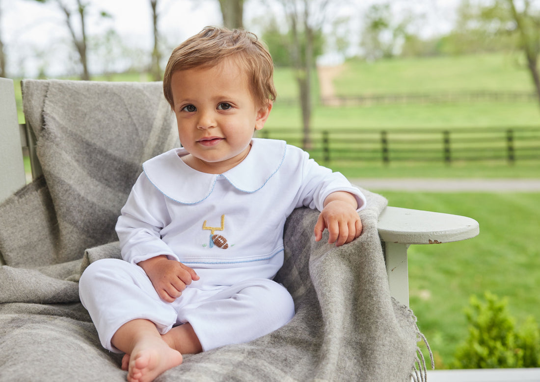 Little English Crochet Playsuit - Football