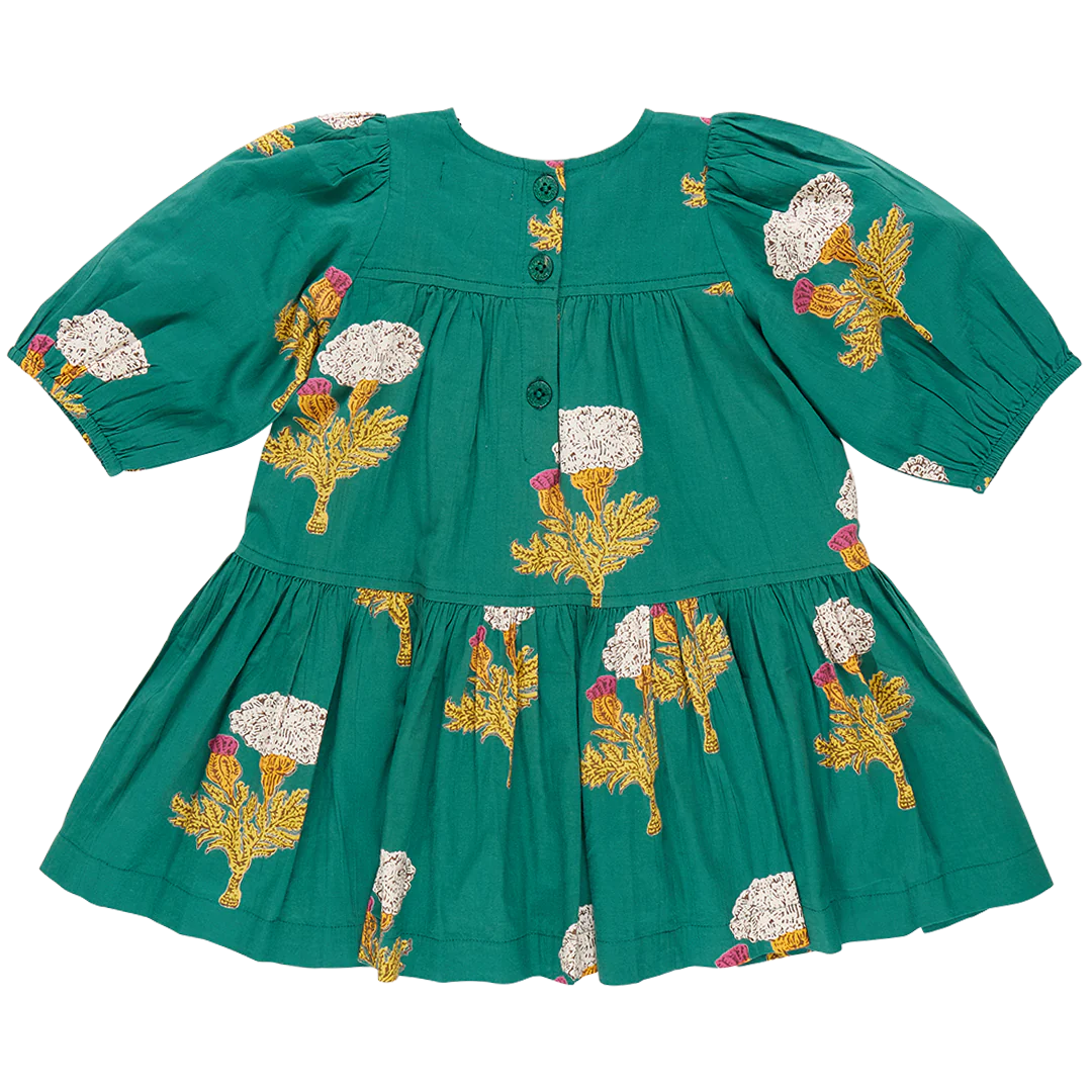 Girls Fiona Dress Emerald Marigold