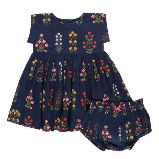 Girls Peachy Dress- Navy Field Floral