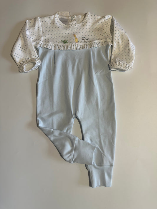 Mini Baby Safari Coverall with Ruffles Light Blue