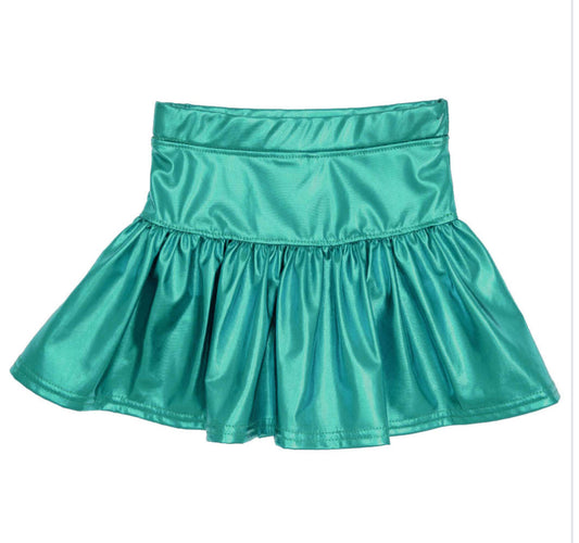 Slick Metallic Skort- Teal