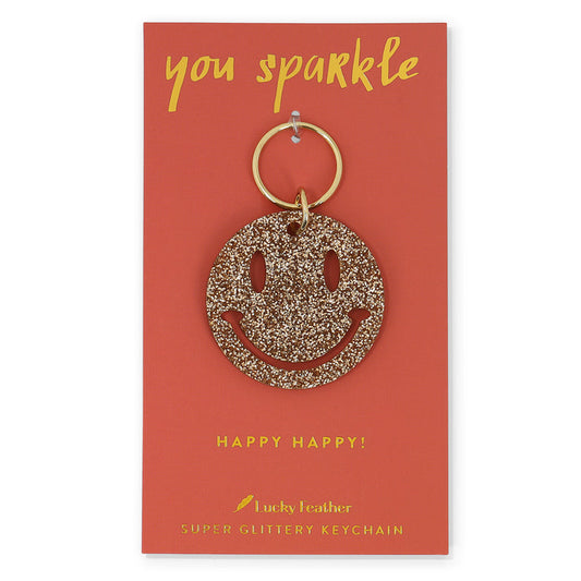 Glitter Keychain - Smiley Face