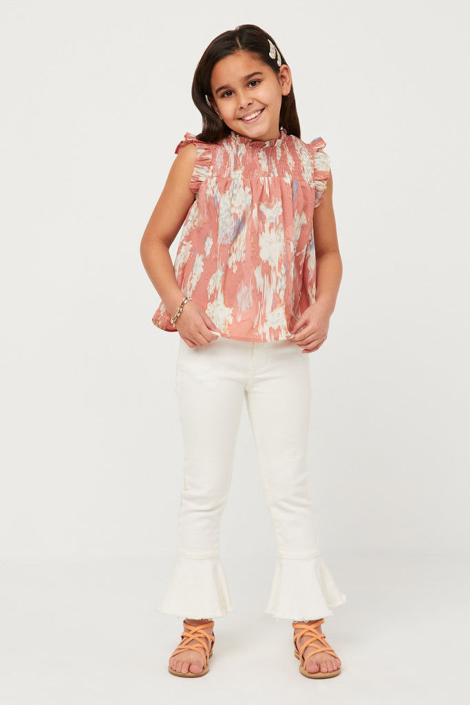 Watercolor Smocked Ruffled Tank