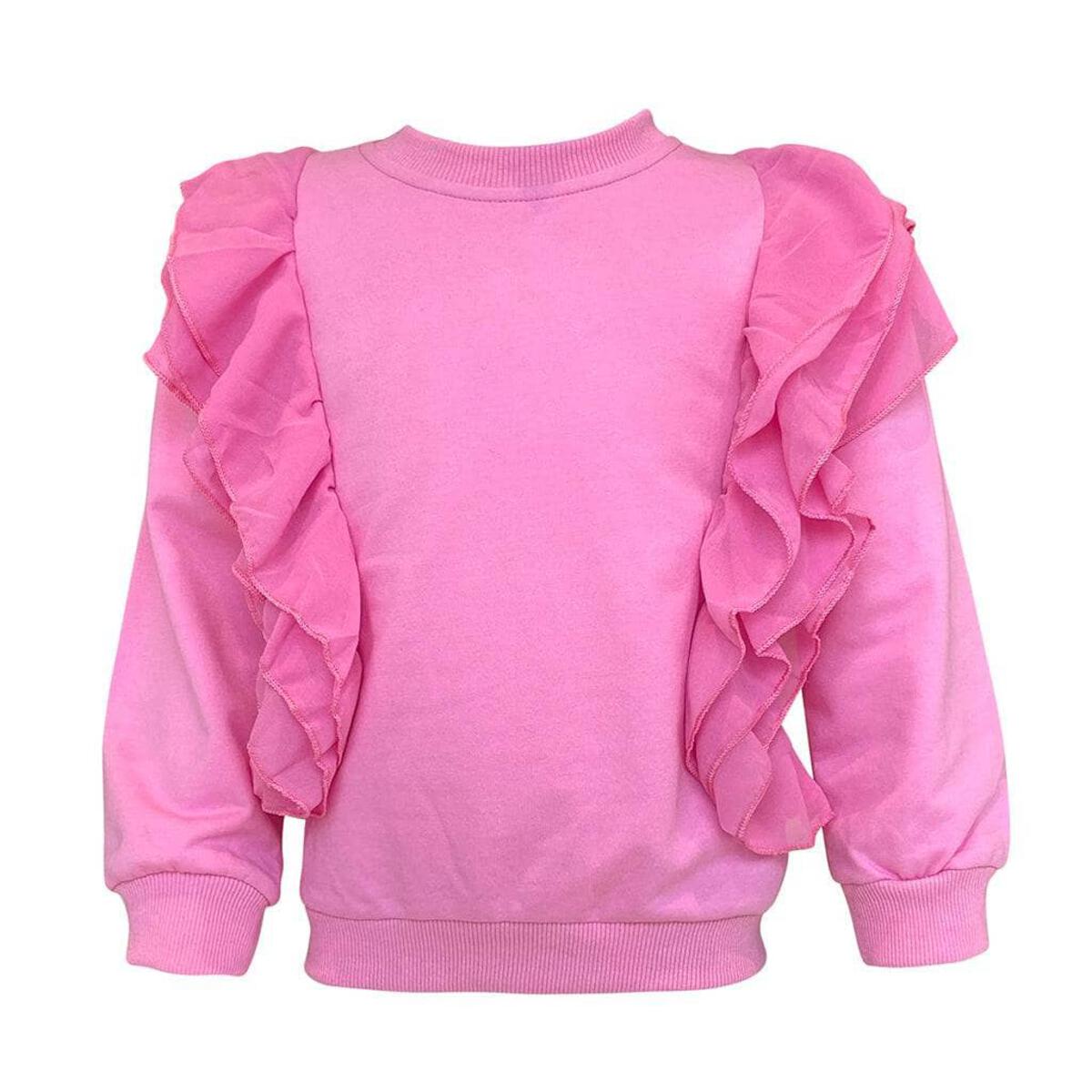 Pink Ruffle Sleeve Sweatshirt