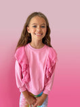 Load image into Gallery viewer, Pink Ruffle Sleeve Sweatshirt
