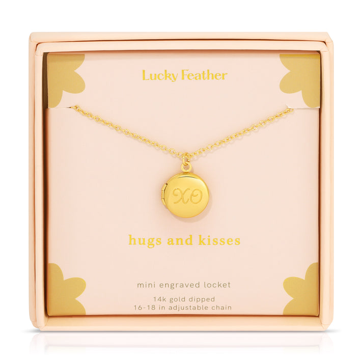 Mini Engraved Locket- Hugs and Kisses (XO)