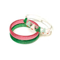 Load image into Gallery viewer, Multi Christmas Tree Glitter Pink + Green Bangle Set
