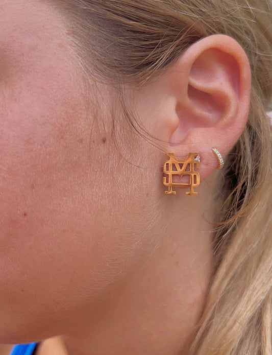 Mississippi State Ms Logo Earrings - Hypoallergenic So Cute!