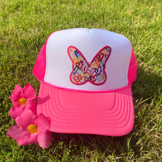 MK Decker “Neon Pink/White Butterfly" Trucker Hat