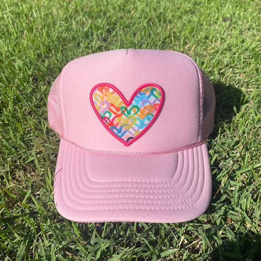 MK Decker Solid Pink Heart" Trucker Hat