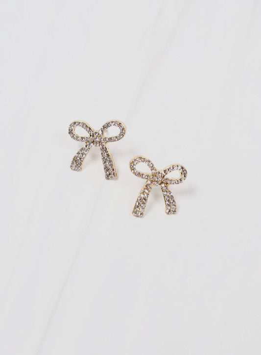 Wendover Cz Bow Earrings Gold