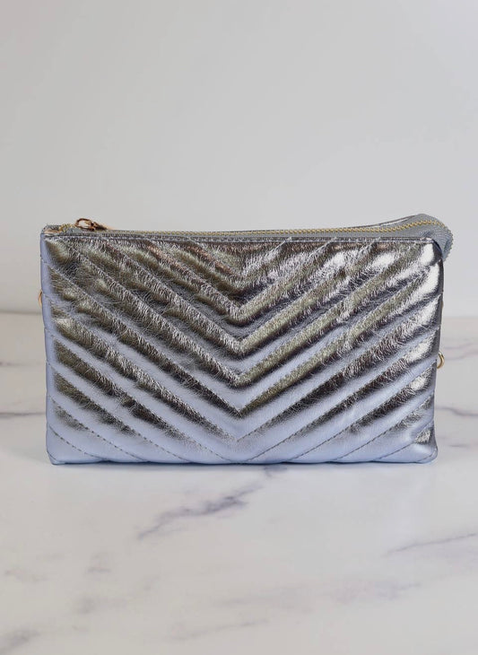 Sherman Quilted Crossbody Metallic Denim